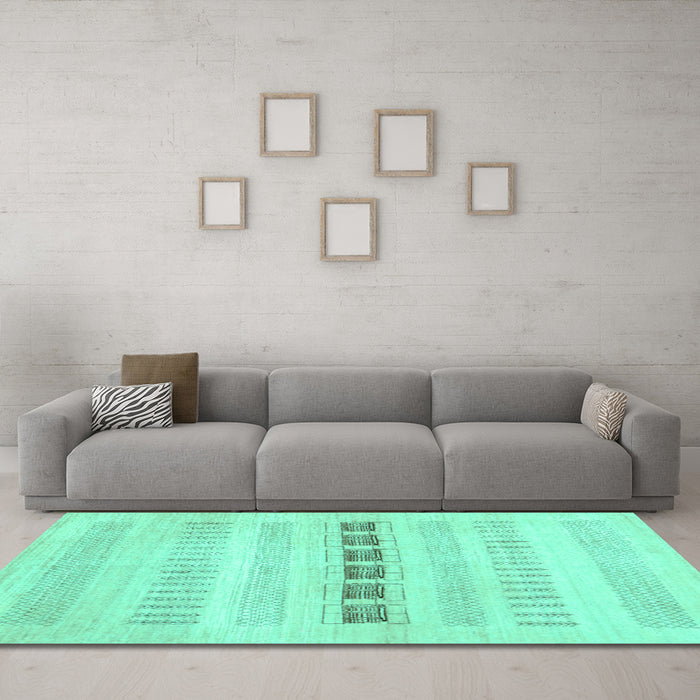 Machine Washable Solid Turquoise Modern Area Rugs in a Living Room,, wshcon1553turq