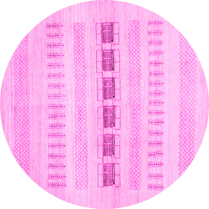 Round Solid Pink Modern Rug, con1553pnk