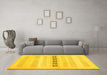 Machine Washable Solid Yellow Modern Rug in a Living Room, wshcon1553yw