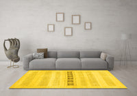 Machine Washable Solid Yellow Modern Rug, wshcon1553yw