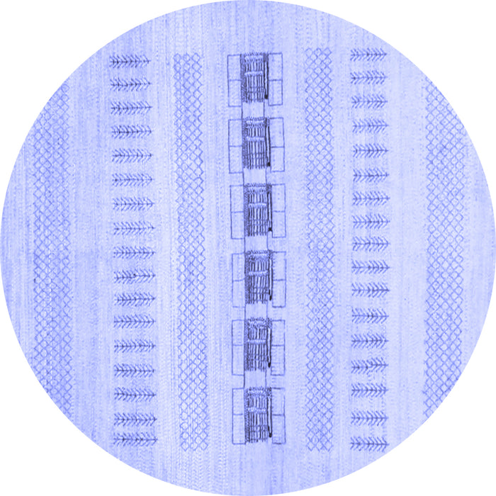 Round Machine Washable Solid Blue Modern Rug, wshcon1553blu