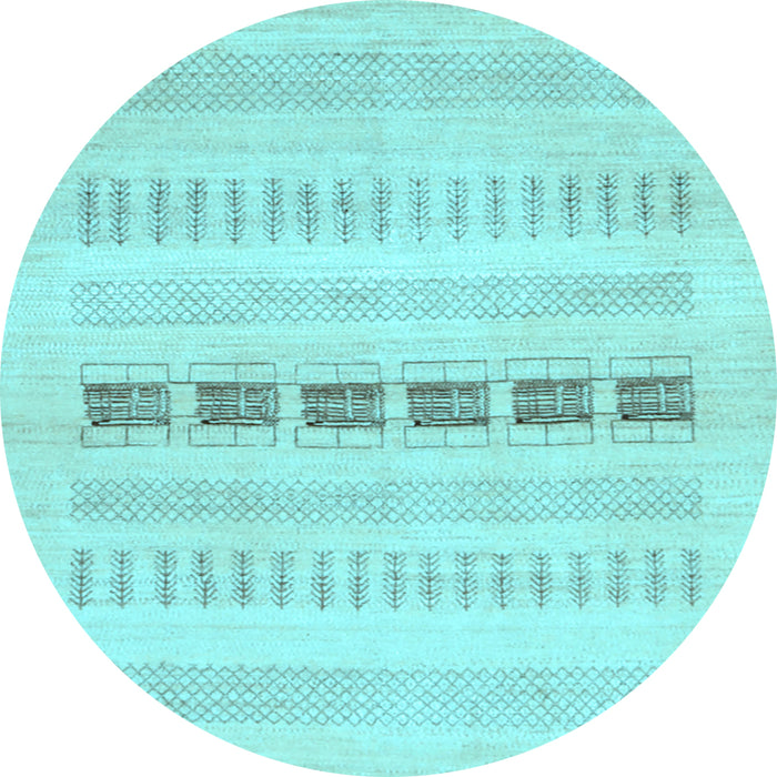 Round Machine Washable Solid Light Blue Modern Rug, wshcon1553lblu