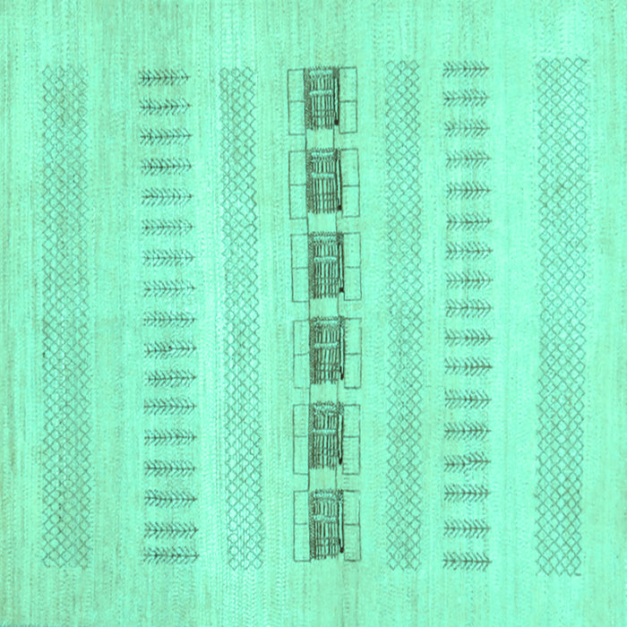 Square Solid Turquoise Modern Rug, con1553turq