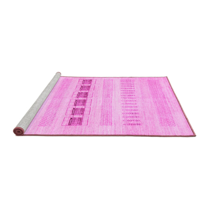 Sideview of Machine Washable Solid Pink Modern Rug, wshcon1553pnk