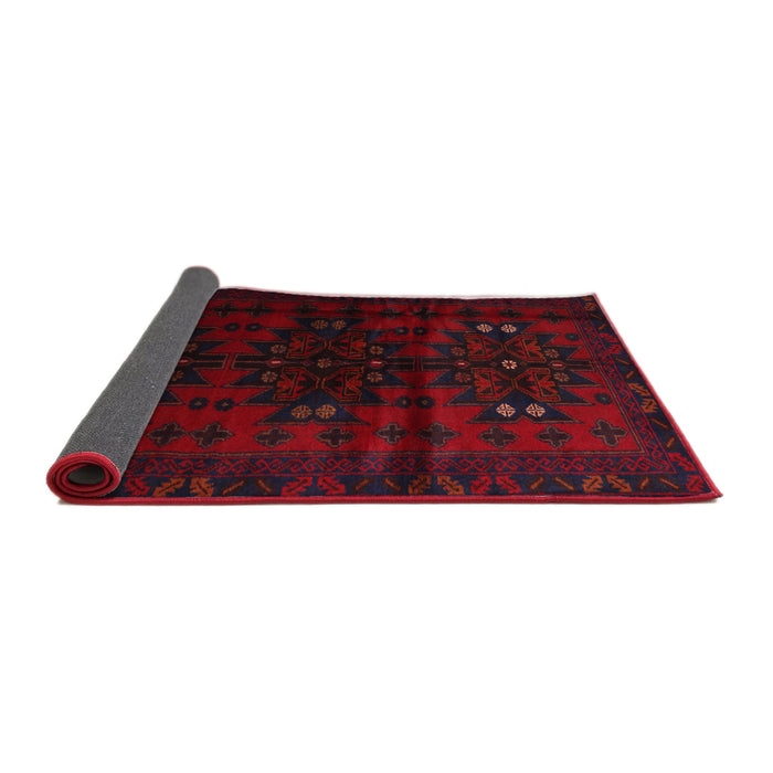 Thickness of Contemporary Dark Scarlet Red Modern Rug, con1554