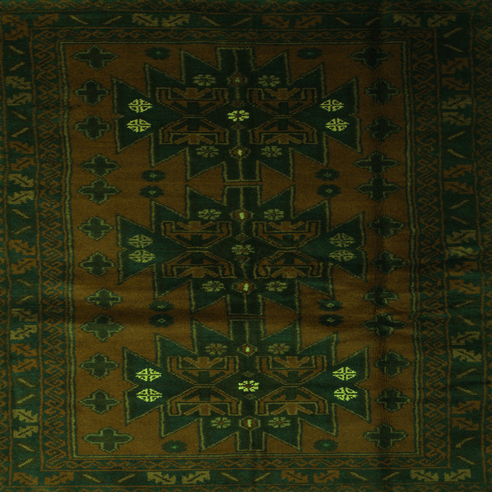 Serging Thickness of Abstract Green Contemporary Rug, con1554grn