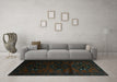 Machine Washable Abstract Turquoise Contemporary Area Rugs in a Living Room,, wshcon1554turq