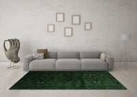 Machine Washable Abstract Emerald Green Contemporary Rug, wshcon1554emgrn