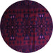 Round Machine Washable Abstract Purple Contemporary Area Rugs, wshcon1554pur