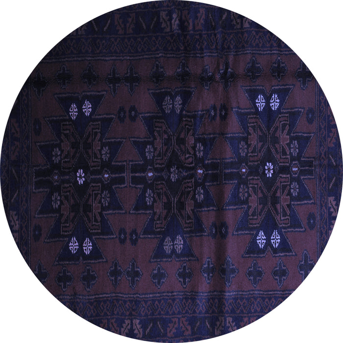 Round Abstract Blue Contemporary Rug, con1554blu