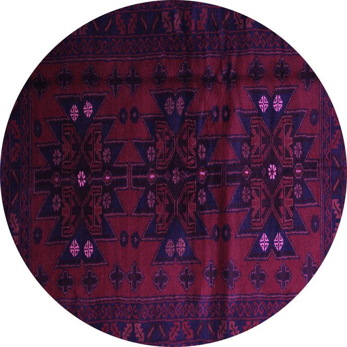 Round Abstract Purple Contemporary Rug, con1554pur