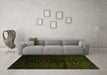 Machine Washable Abstract Green Contemporary Area Rugs in a Living Room,, wshcon1554grn