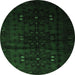 Round Abstract Emerald Green Contemporary Rug, con1554emgrn