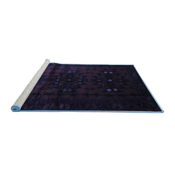Sideview of Machine Washable Abstract Blue Contemporary Rug, wshcon1554blu