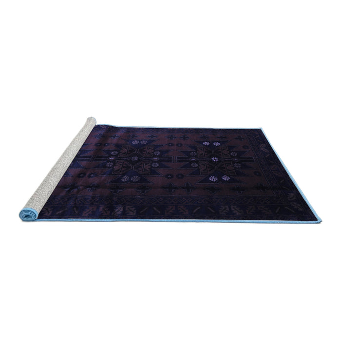 Sideview of Machine Washable Abstract Blue Contemporary Rug, wshcon1554blu