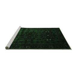 Sideview of Machine Washable Abstract Emerald Green Contemporary Area Rugs, wshcon1554emgrn