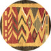 Round Machine Washable Abstract Brown Contemporary Rug, wshcon1555brn