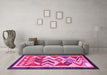 Machine Washable Abstract Pink Contemporary Rug in a Living Room, wshcon1555pnk