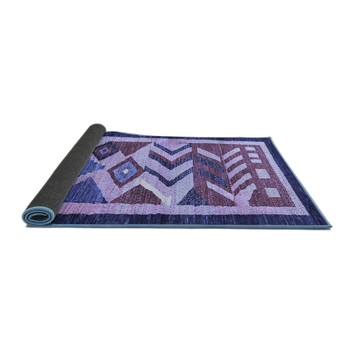 Sideview of Abstract Blue Contemporary Rug, con1555blu