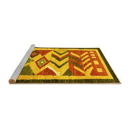 Sideview of Machine Washable Abstract Yellow Contemporary Rug, wshcon1555yw