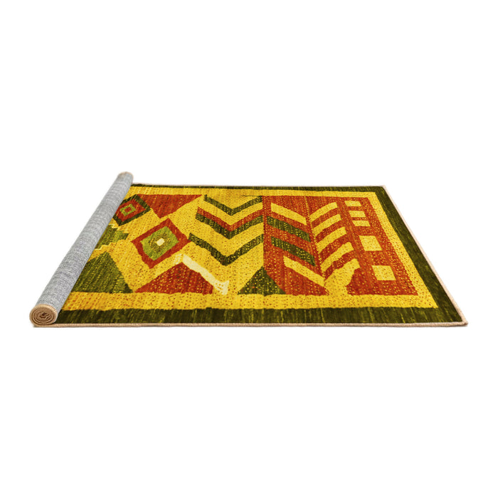 Sideview of Machine Washable Abstract Yellow Contemporary Rug, wshcon1555yw