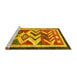 Sideview of Machine Washable Abstract Yellow Contemporary Rug, wshcon1555yw