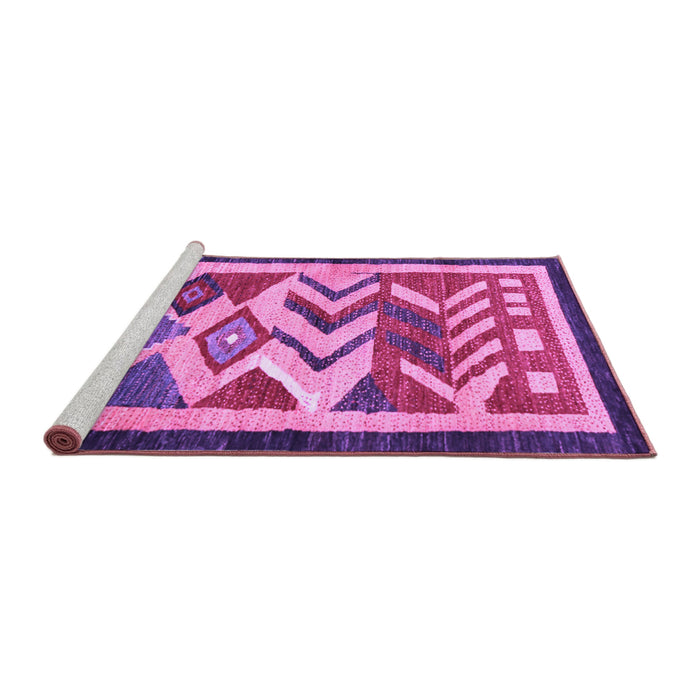 Sideview of Machine Washable Abstract Purple Contemporary Area Rugs, wshcon1555pur