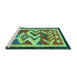 Sideview of Machine Washable Abstract Turquoise Contemporary Area Rugs, wshcon1555turq