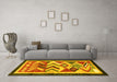 Machine Washable Abstract Yellow Contemporary Rug in a Living Room, wshcon1555yw