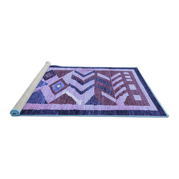 Sideview of Machine Washable Abstract Blue Contemporary Rug, wshcon1555blu