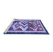 Sideview of Machine Washable Abstract Blue Contemporary Rug, wshcon1555blu