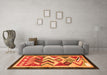 Machine Washable Abstract Orange Contemporary Area Rugs in a Living Room, wshcon1555org