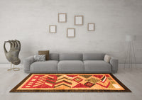 Machine Washable Abstract Orange Contemporary Rug, wshcon1555org