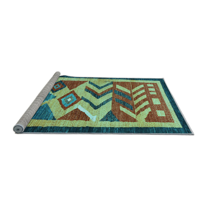 Sideview of Machine Washable Abstract Light Blue Contemporary Rug, wshcon1555lblu