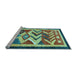 Sideview of Machine Washable Abstract Light Blue Contemporary Rug, wshcon1555lblu