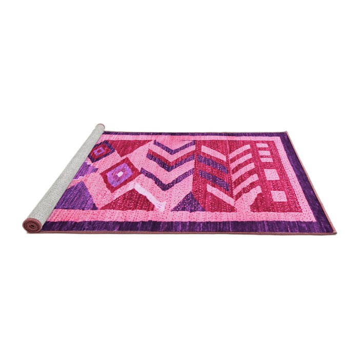 Sideview of Machine Washable Abstract Pink Contemporary Rug, wshcon1555pnk