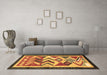 Machine Washable Abstract Brown Contemporary Rug in a Living Room,, wshcon1555brn