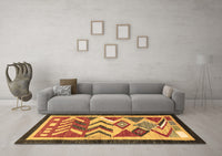 Machine Washable Abstract Brown Contemporary Rug, wshcon1555brn