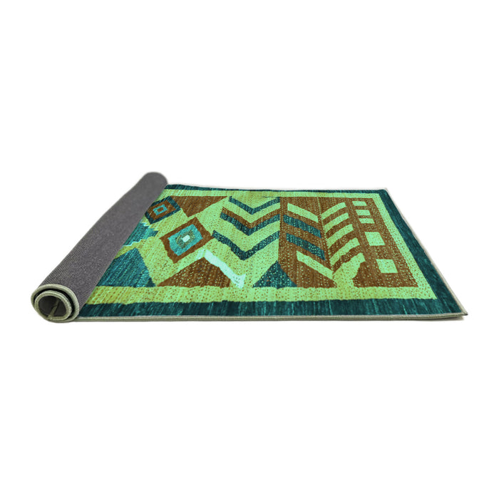 Sideview of Abstract Turquoise Contemporary Rug, con1555turq