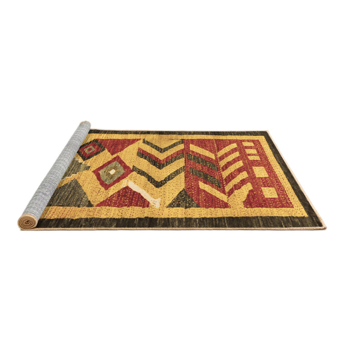 Sideview of Machine Washable Abstract Brown Contemporary Rug, wshcon1555brn