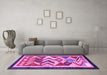 Machine Washable Abstract Purple Contemporary Area Rugs in a Living Room, wshcon1555pur