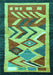 Machine Washable Abstract Turquoise Contemporary Area Rugs, wshcon1555turq