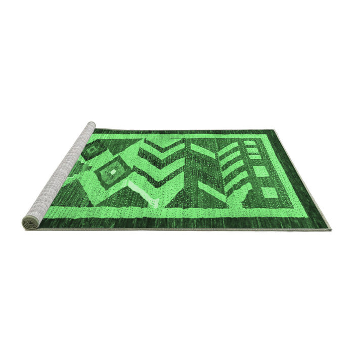 Sideview of Machine Washable Abstract Emerald Green Contemporary Area Rugs, wshcon1555emgrn
