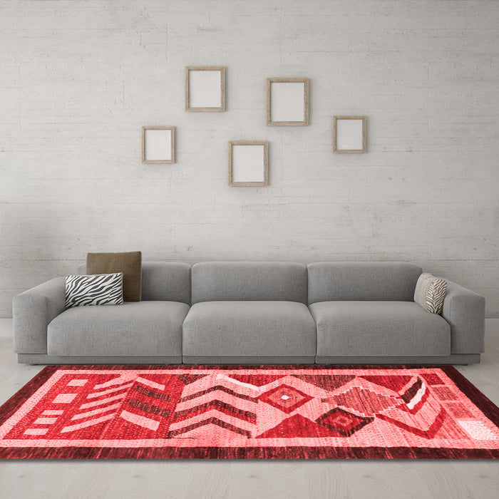 Contemporary Red Washable Rugs