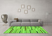 Machine Washable Abstract Green Contemporary Area Rugs in a Living Room,, wshcon1556grn