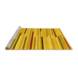 Sideview of Machine Washable Abstract Yellow Contemporary Rug, wshcon1556yw