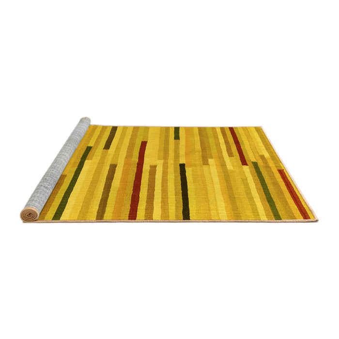 Sideview of Machine Washable Abstract Yellow Contemporary Rug, wshcon1556yw