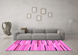 Machine Washable Abstract Pink Contemporary Rug in a Living Room, wshcon1556pnk
