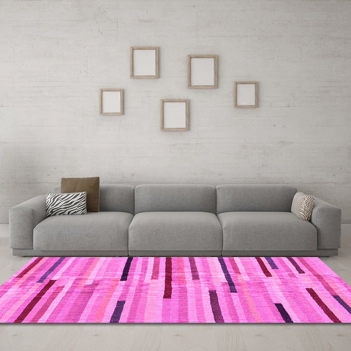 Machine Washable Abstract Pink Contemporary Rug in a Living Room, wshcon1556pnk