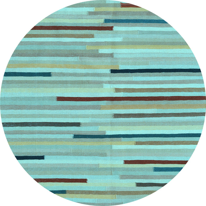 Round Abstract Light Blue Contemporary Rug, con1556lblu